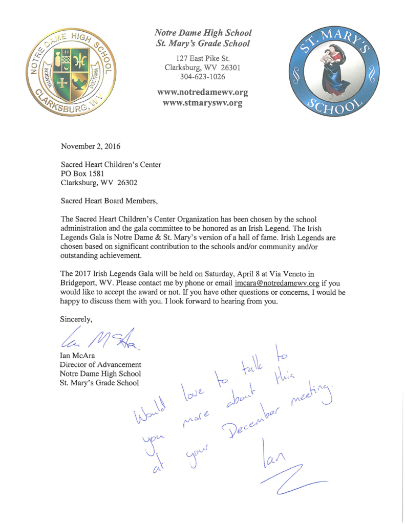 Irish Legends Selection Letter